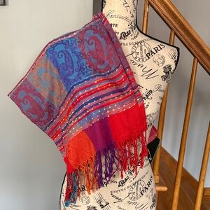 Colorful Paisley and Striped Scarf